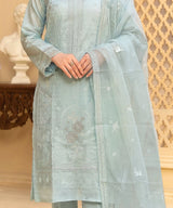 Blue Embroidered Unstitched Suit1