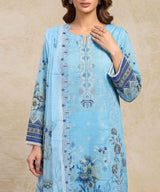 Blue Embroidered Unstitched 3PC Suit