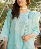 Blue Embroidered Unstitched 3PC lawn suit