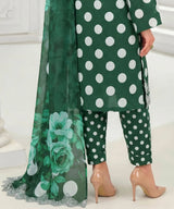 Bottle Green Embroidered Unstitched 3PC Suit
