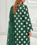 Bottle Green Unstitched 3PC Suit Shirt Back View