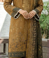 Brown Embroidered 3 Piece Suit Dupatta Pattern