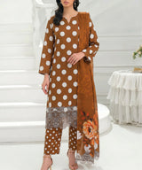 Brown Embroidered 3Piece Suit Full View