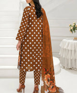 Brown Embroidered Unstitched Suit Back Design