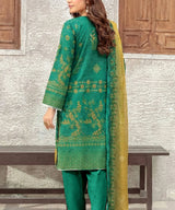 Dark Winter green Embroidered 3 Piece Suit Back View