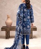 Deep Blue Embroidered Unstitched Suit Back Design