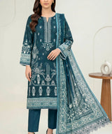 Deep Teal Embroidered 3Piece Suit Full View