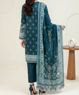 Deep Teal Embroidered Unstitched Suit Back Design