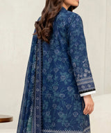 Delft Blue Embroidered Unstitched Suit Back Design