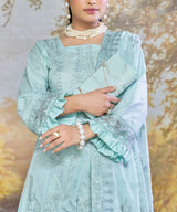 Light Blue Embroidered Unstitched 3PC Suit Front View