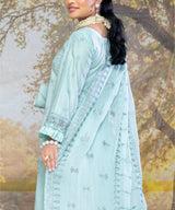 Light Blue Unstitched 3PC Suit Shirt Back View