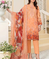 Light Orange Embroidered 3 Piece Suit Full View