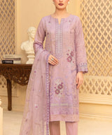 Light Purple Embroidered 3Piece Suit Full View1
