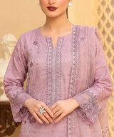 Light Purple Embroidered Unstitched Suit Embroidery Upper Detail