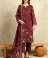 Maroon Embroidered 3 Piece Suit Full View