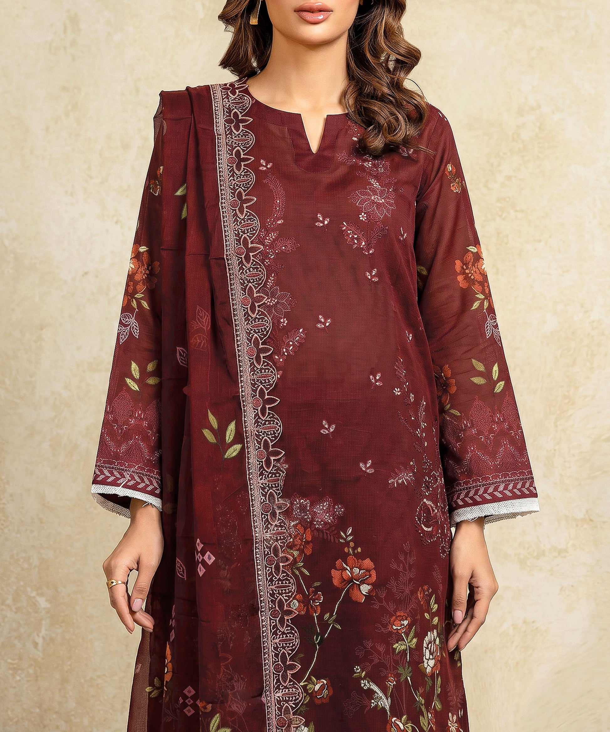 Maroon Unstitched Premium Fabric Texture