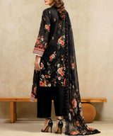 Maswa Black Unstitched EmbroideredSuit Back Design