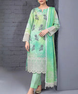 Mint Green Embroidered 3 Piece Suit Full View