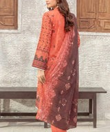 Multi Color Unstitched 3PC Suit Shirt Back View