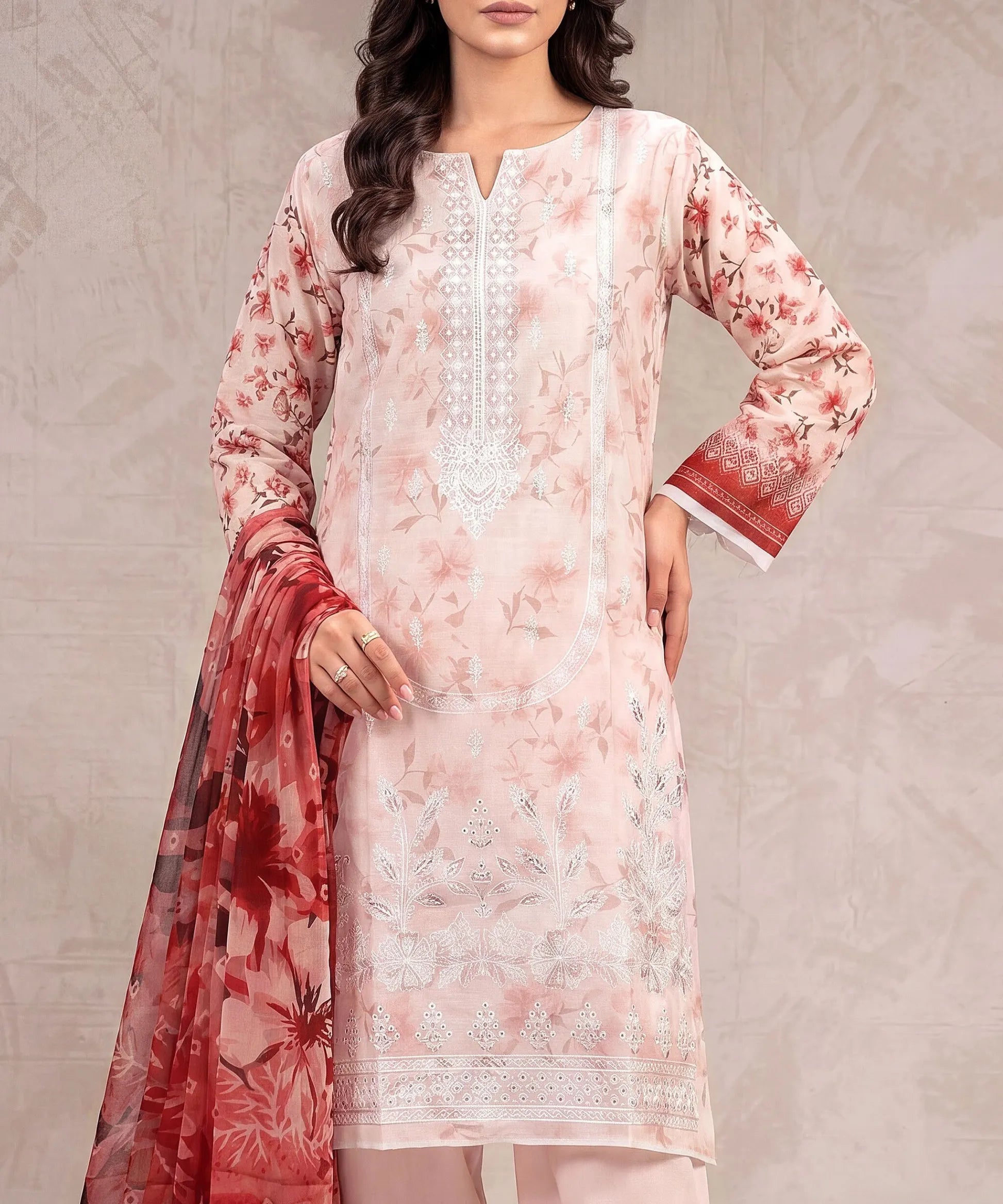Multi Color Embroidered 3Piece Suit Full View