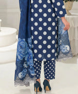 Navy Blue Embroidered Unstitched 3PC Suit