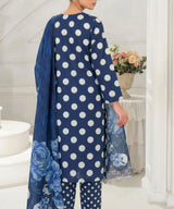 Navy Blue Unstitched 3PC Suit Shirt Back View
