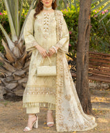 Champagne Beige Embroidered Unstitched 3PC Suit
