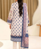 Off White Embroidered Unstitched Suit Back Design