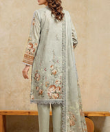 Olive Green Embroidered Unstitched Suit Back Design