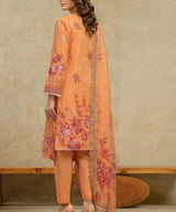 Orange Embroidered Unstitched Suit Back Design