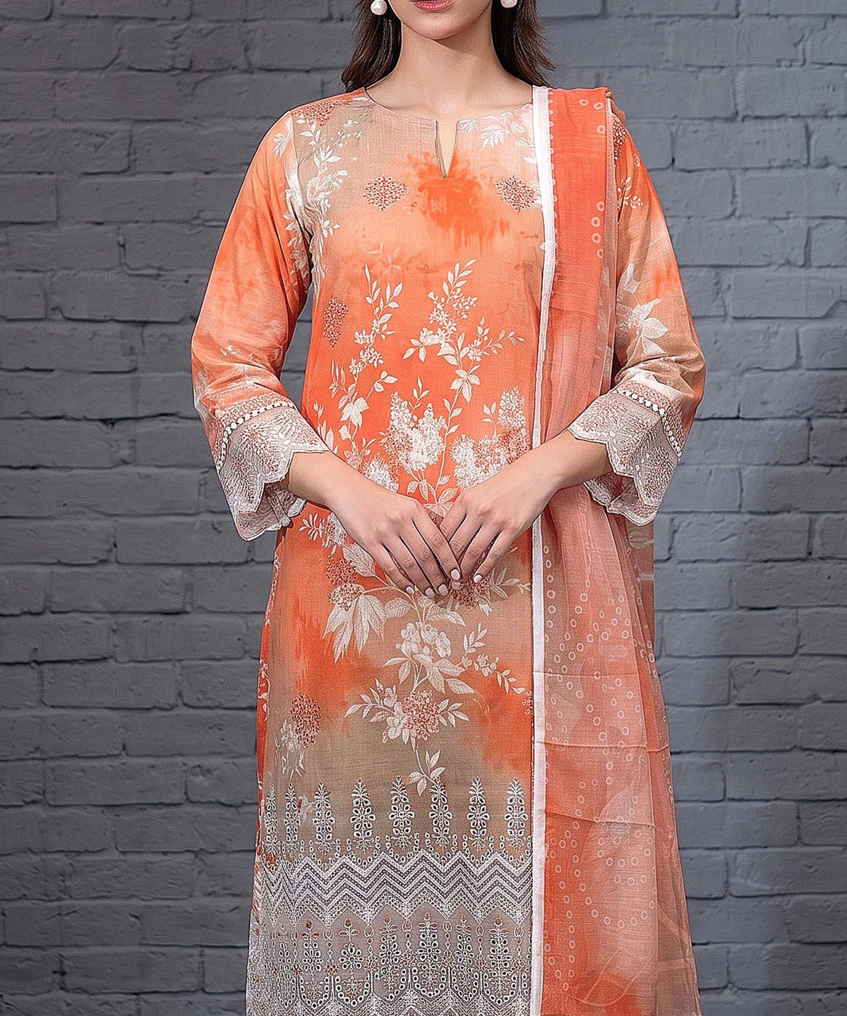 Orange Unstitched Premium Fabric Texture
