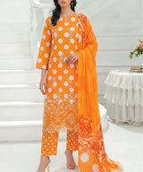 Orange Embroidered 3Piece Suit Full View