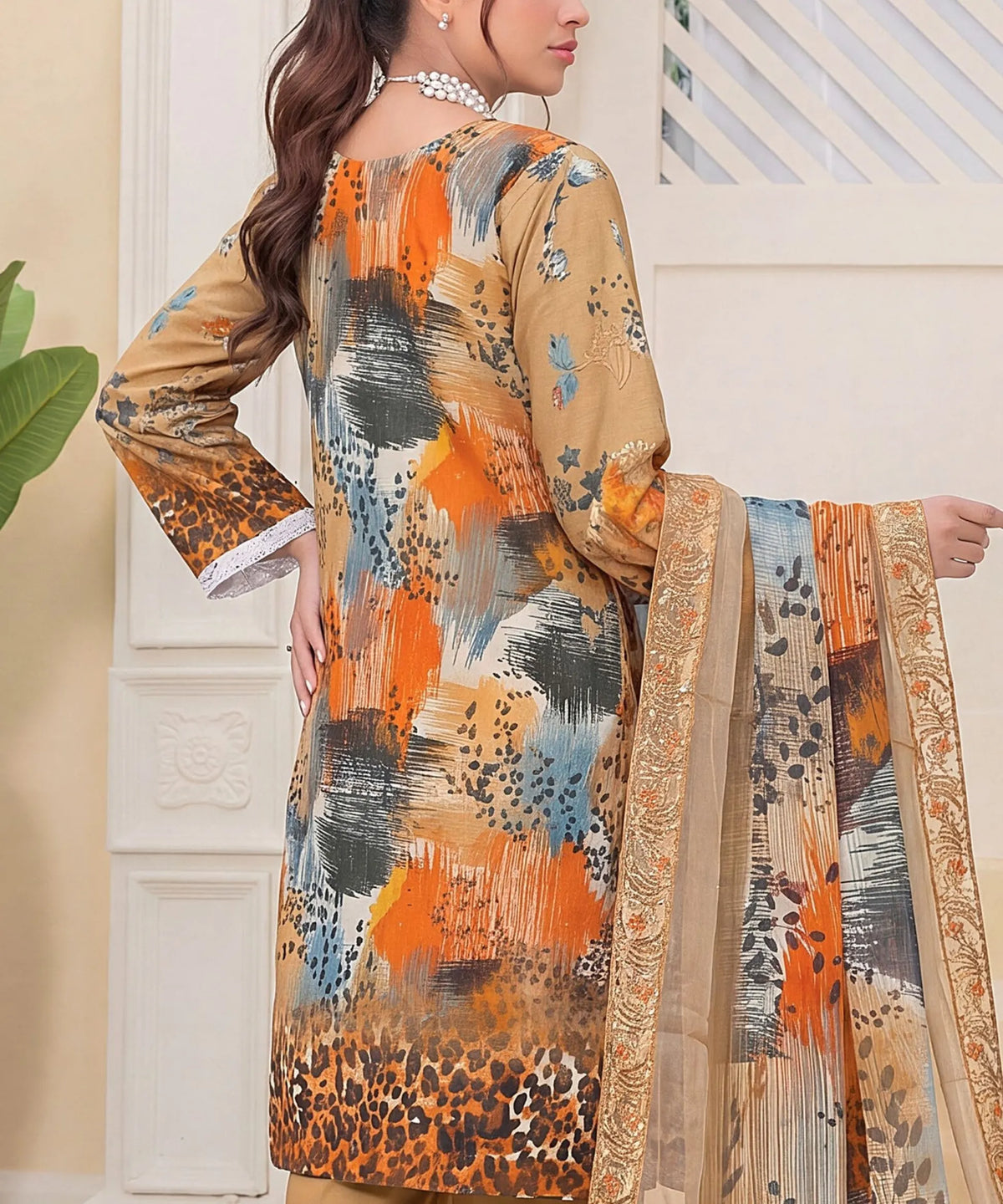 Peru Embroidered Unstitched Suit Back Design