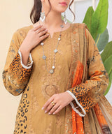 Peru Embroidered Unstitched Suit Neck line Embroidery Detail