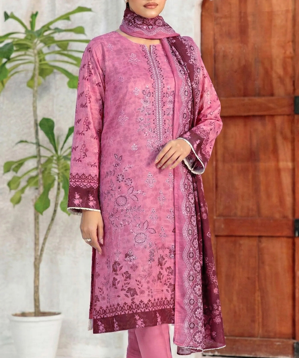 PinkEmbroidered3PieceSuit
