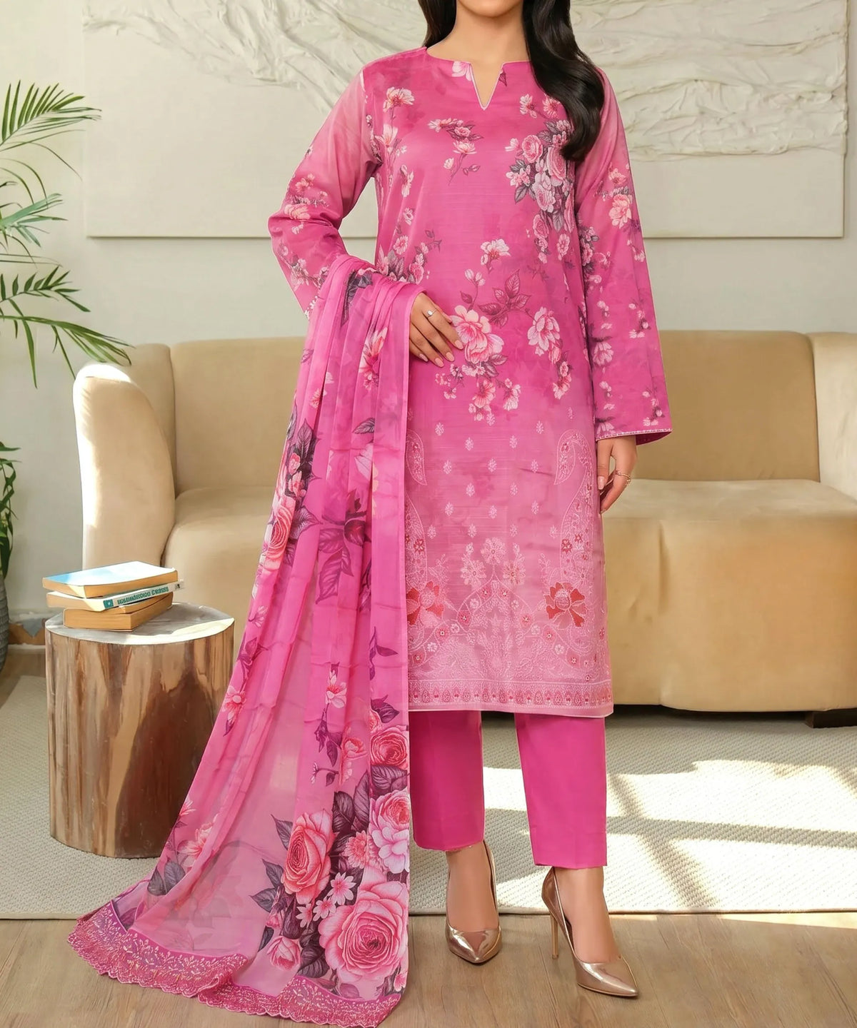 Pink Unstitched Suit Fabric Close Up