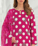 Pink Embroidered Unstitched Suit Neckline Embroidery Detail