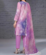 Pink and Purple Embroidered Unstitched Suit Back Design