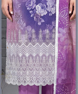Pink and Purple Embroidered Unstitched Suit Embroidery Detail