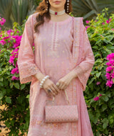 Pink Embroidered Unstitched 3PC Suit