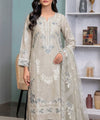 Premium Beige Embroidered 3PC Suit Full View