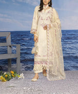 Premium Beige Embroidered 3Piece Suit Full View