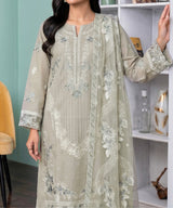 Premium Beige Embroidered Unstitched Suit Neckline Embroidery Detail