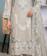 Premium Beige Unstitched Suit Fabric Weave Close Up
