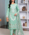 Premium Light Blue Embroidered 3 Piece Suit Full View