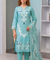 Premium Sky Blue Embroidered 3Piece Suit Full View