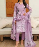 Purple Unstitched 3PC SuitShirt Back View