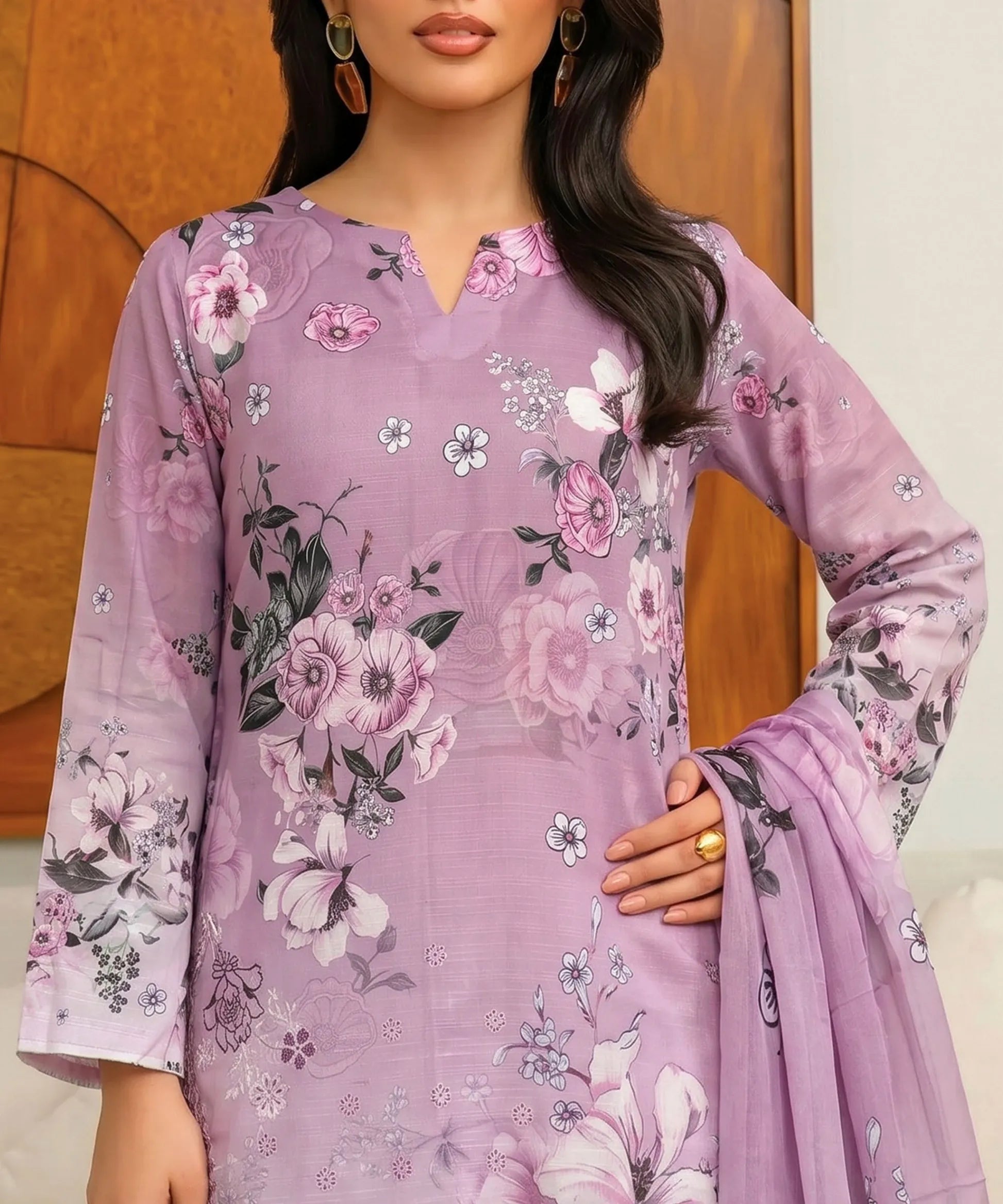 Purple Unstitched 3PC SuitShirt Back View