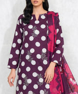Purple Embroidered Unstitched 3PC Suit Front View