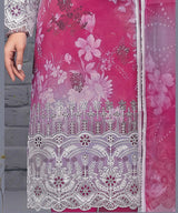 Raspberry Pink Embroidered Unstitched Suit Embroidery Detail